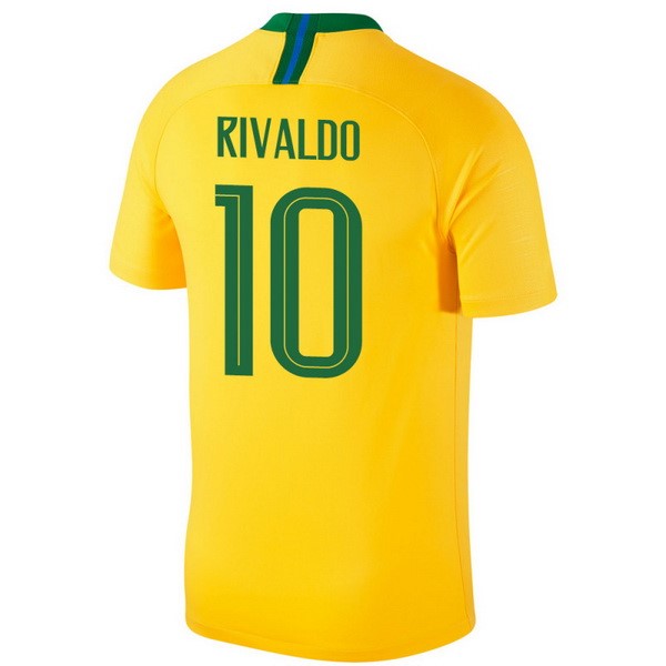 Camiseta Brasil 1ª Rivaldo 2018 Amarillo